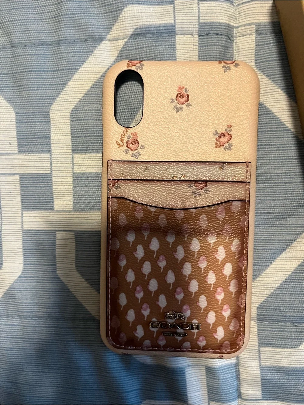 COACH Pink Floral & Signature Card Slot Phone Case